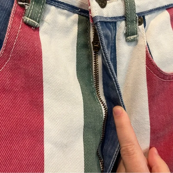 Vintage 80’s 90’s Sotanza Colorblock Stripe Cotton Shorts 26” (7/8) - Picture 5 of 7